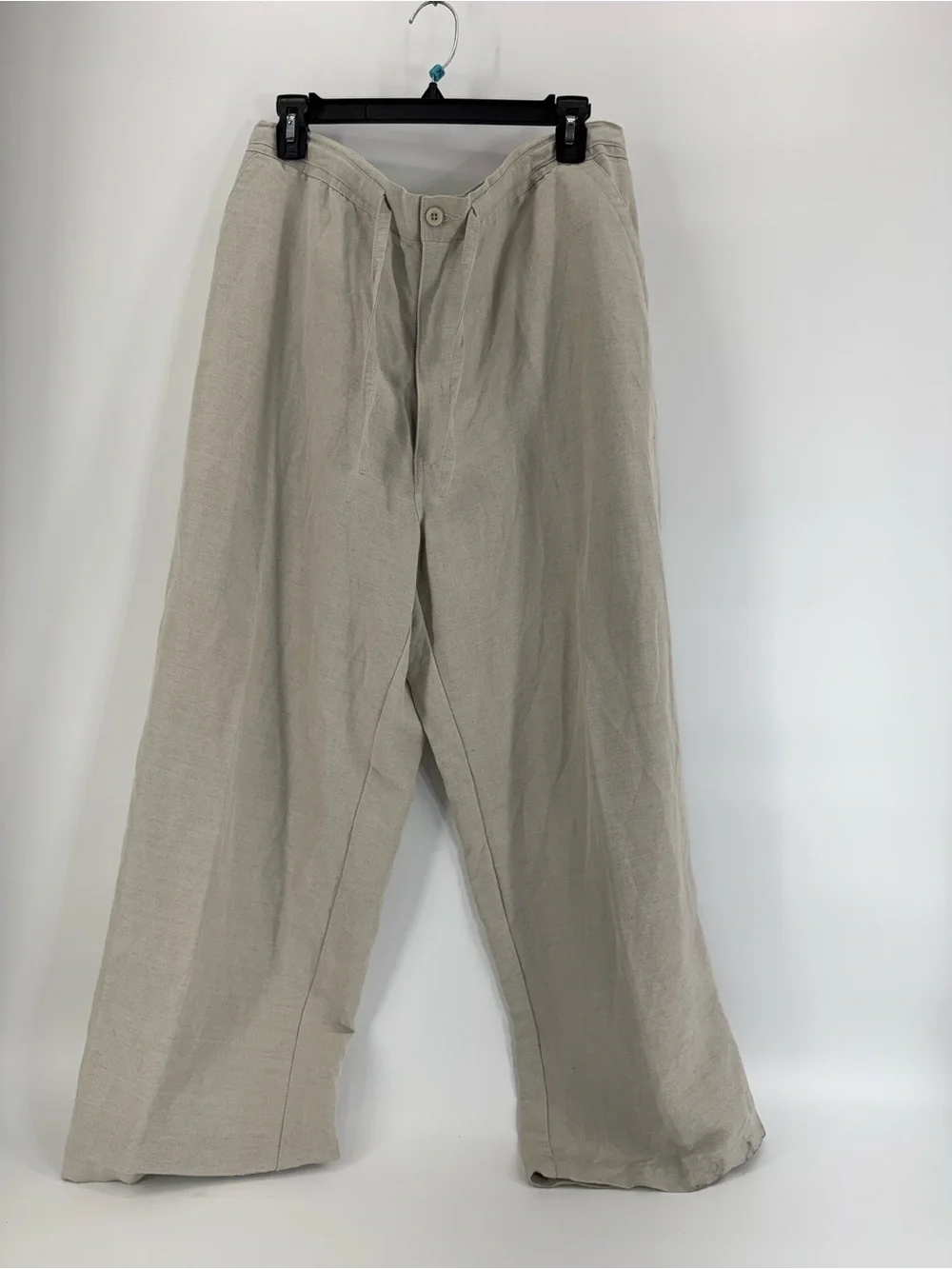 Cubavera Light Tan Wide-Leg Linen-Blend Chinos